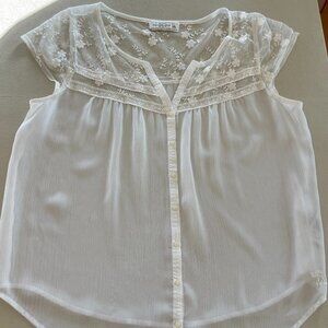 Size L White Abercrombie shirt with lace detailing